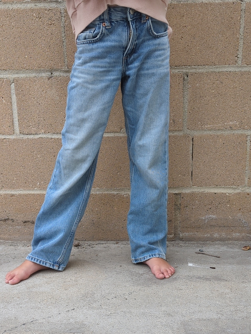 Kids Zara Light Blue Relaxed Straight-Leg Jeans